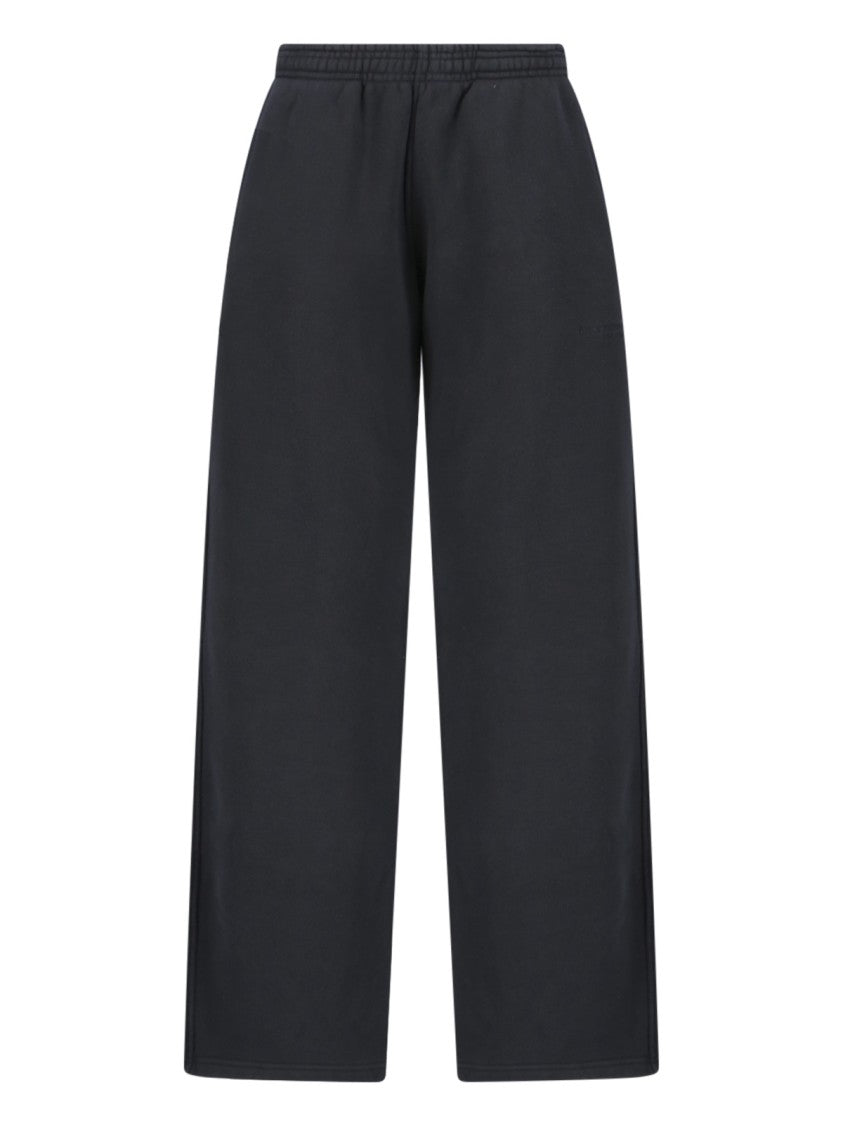 Alexander Wang High-Waisted Black Cotton Sweatpants With Logo Embroidery