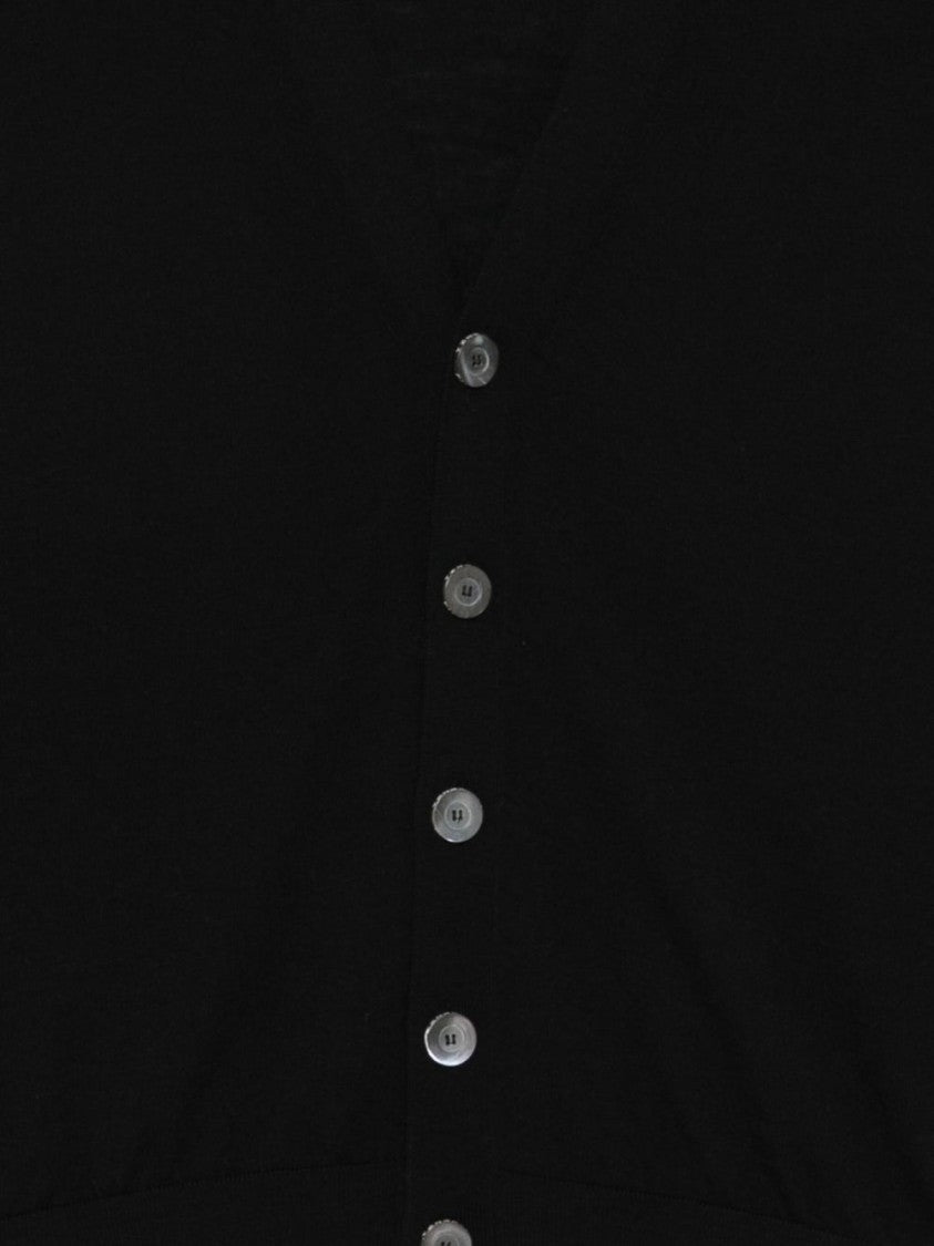 Piacenza Cashmere Classic Black Cardigan With V-Neckline