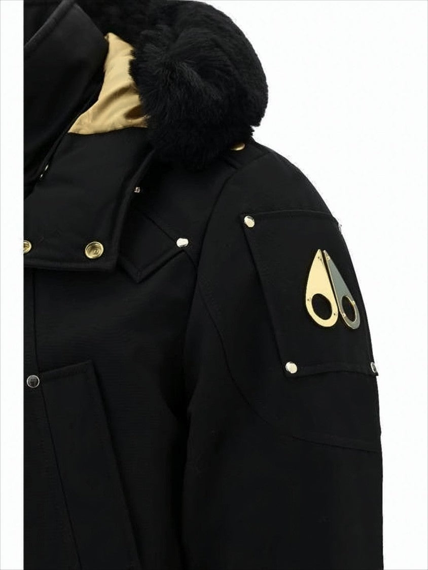Moose Knuckles Padded Black Down Jacket With High Collar