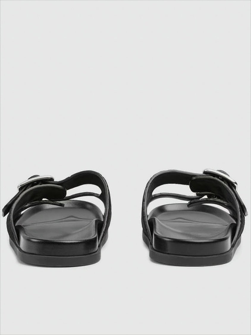 Gucci Monogram-Patterned Black Suede Sandals