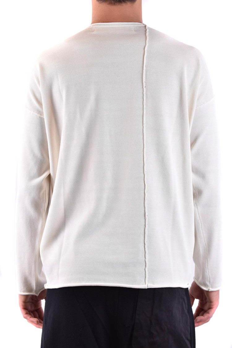 Isabel Benenato Relaxed Fit White Knitwear Asymmetrical Seams