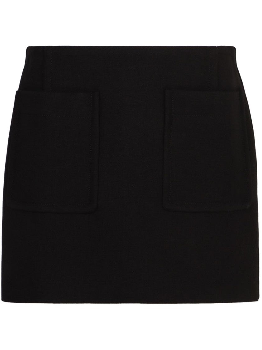 Bottega Veneta Fitted Black Skirt With Front Pockets And Smooth Structure