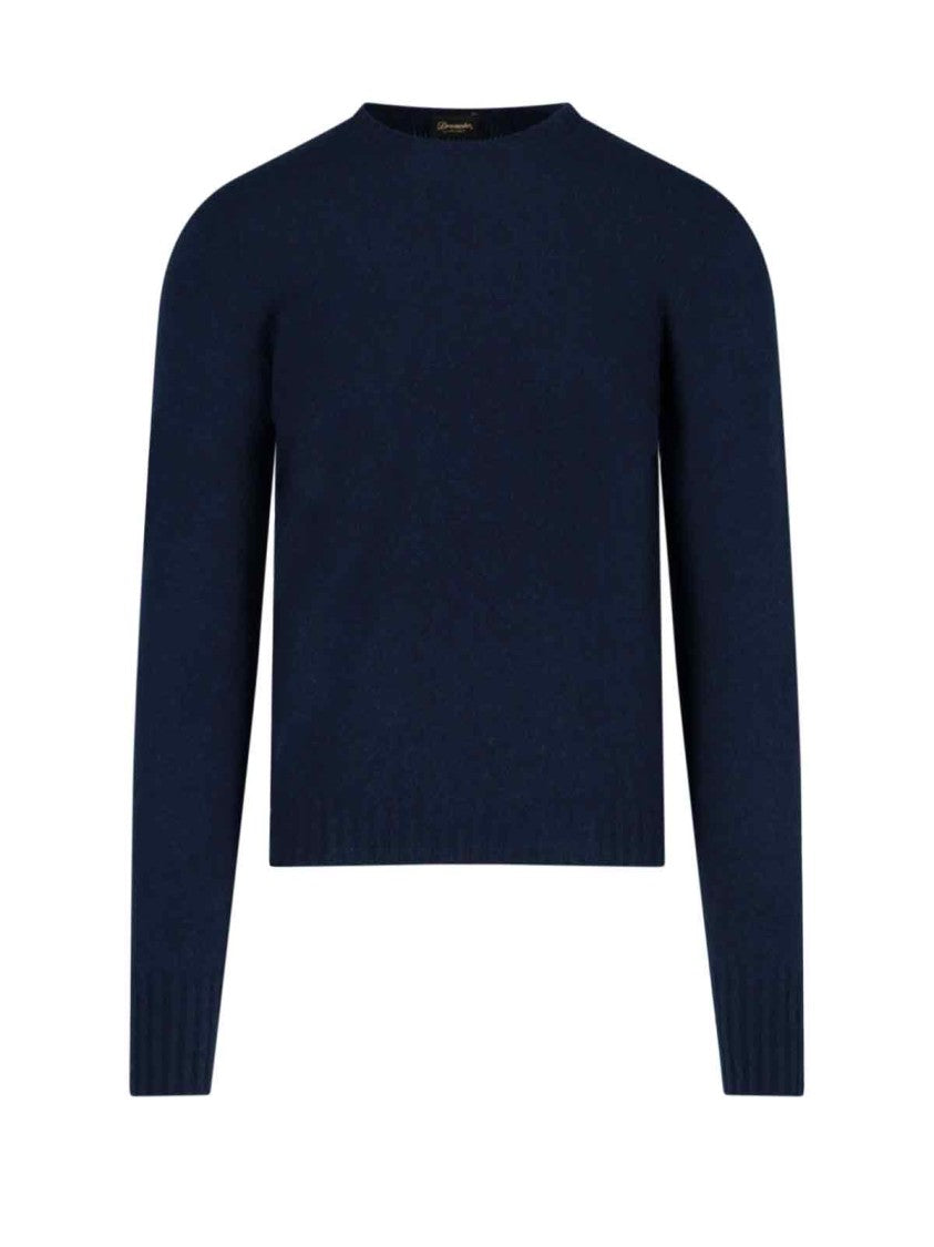 Drumohr Classic Sweater In Blue Cashmere Navy Tone