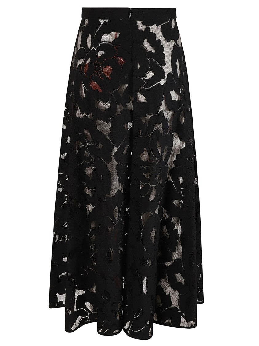 Max Mara Floral Lace Overlay Skirt With Flowing Silhouette
