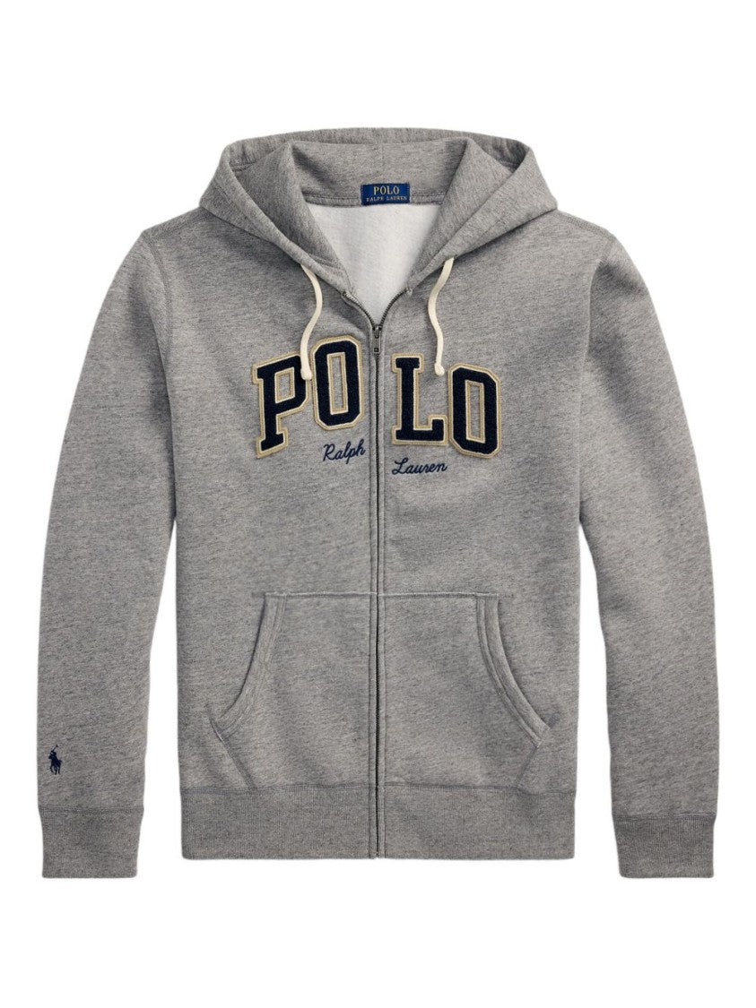 Polo Ralph Lauren Grey Zip-Up Hoodie With Embroidered Detailing