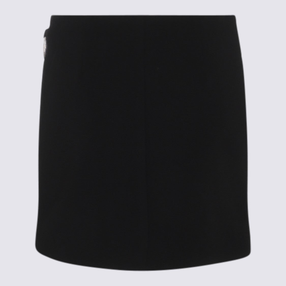 Simkhai Asymmetrical Black Mini Skirt With Silver-Tone Clasp Detail