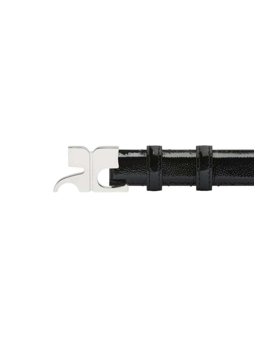 Courrèges Glossy Black Vitello Leather Belt