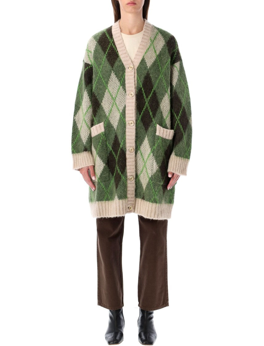 Emporio Armani Long Argyle Alpaca Cardigan