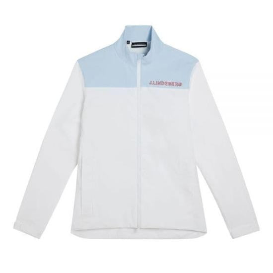 J Lindeberg Lightweight White Jacket With Contrasting Collar Panel