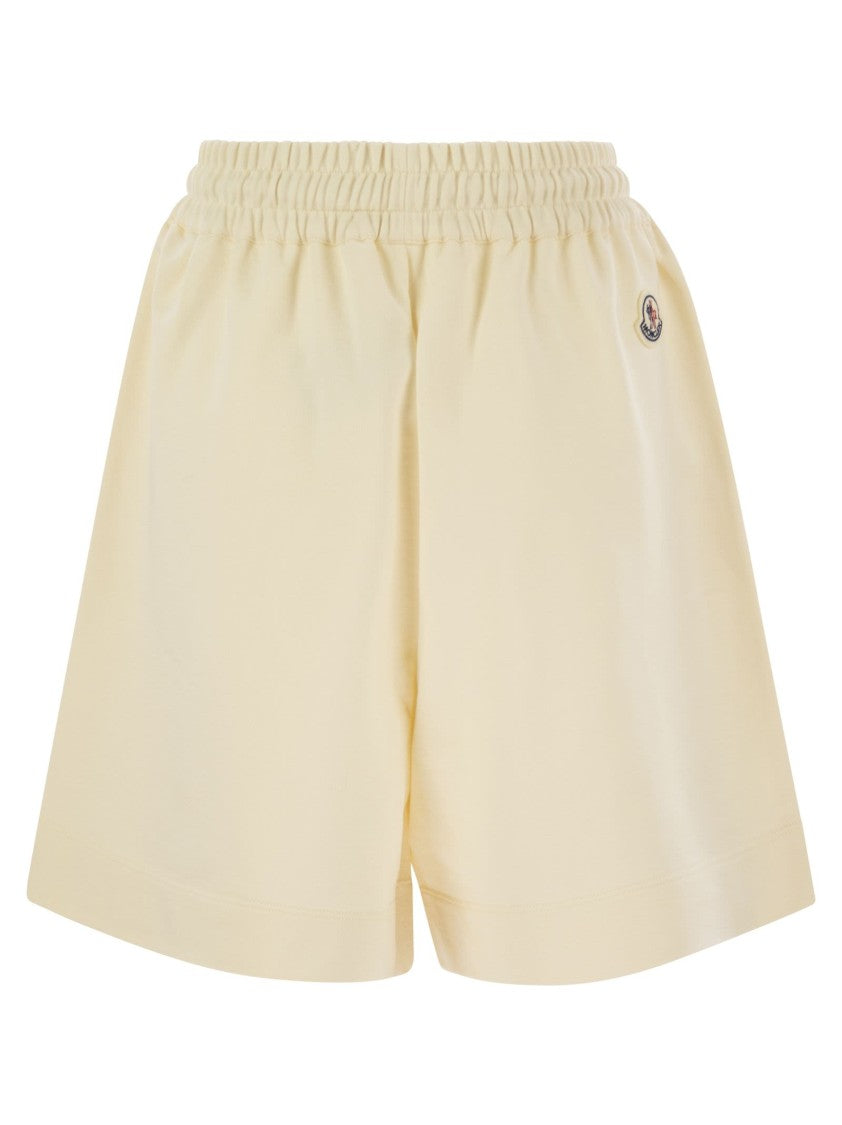Moncler Cotton Shorts With Logo Patch