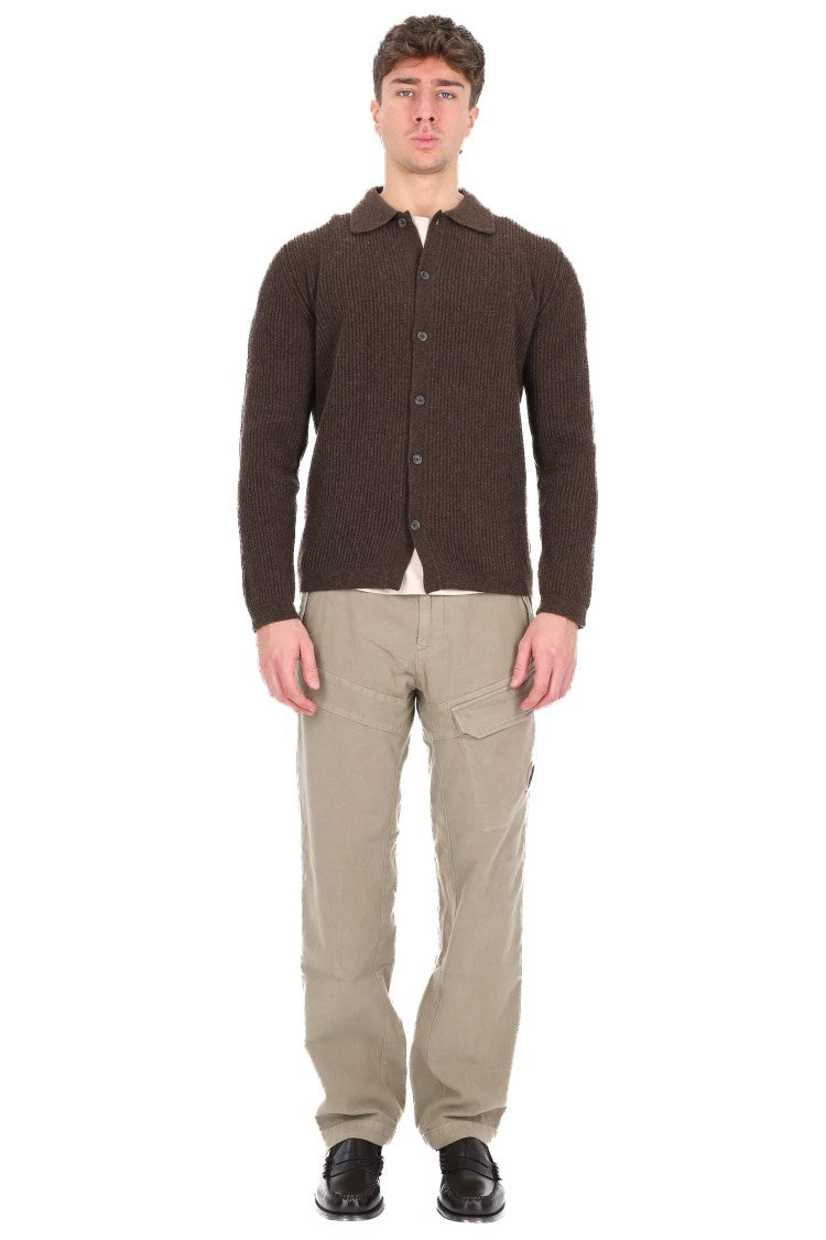 Barba Ribbed Wool Buttoned Shirt With Collar