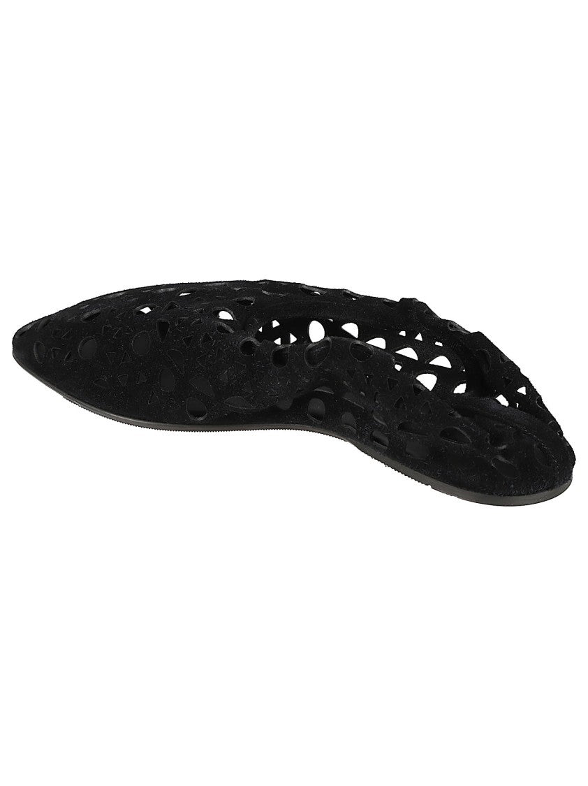 Alaïa Flat Lamb Leather Sandals With Intricate Cut-Out Design