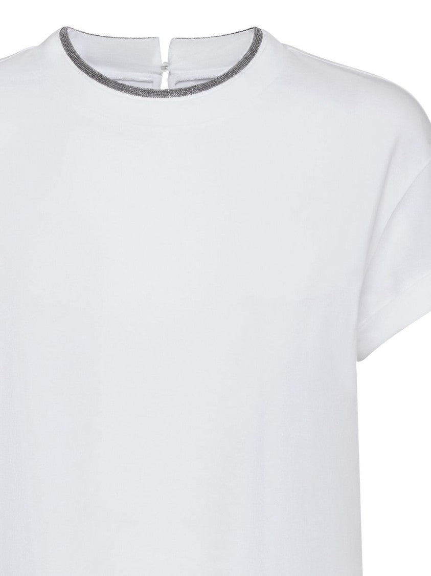 Brunello Cucinelli Relaxed-Fit White Cotton Blend T-Shirt