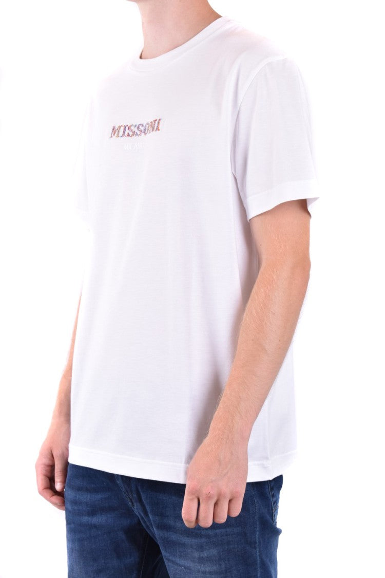 Missoni White Cotton Logo Embroidered T-Shirt