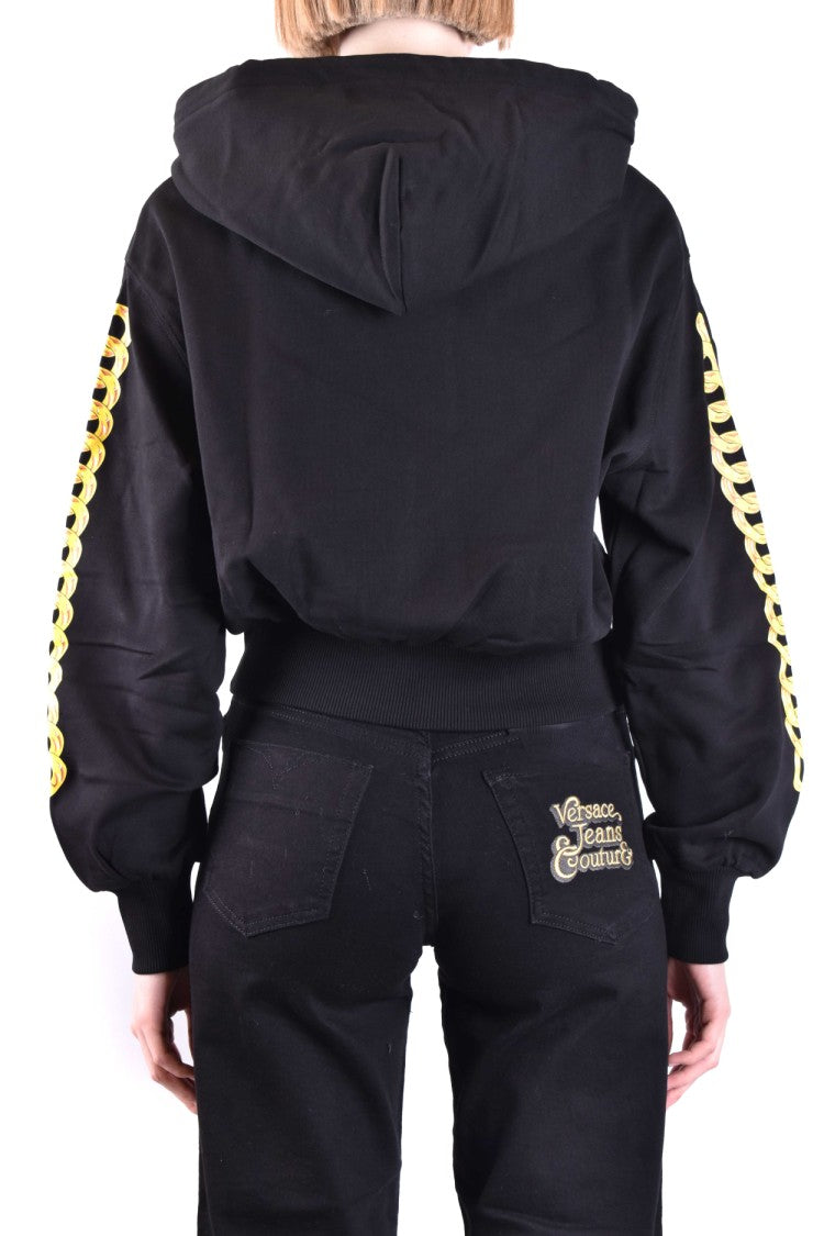 Versace Jeans Couture Cropped Sweatshirt With Trendy Logo And Statement Sleeves
