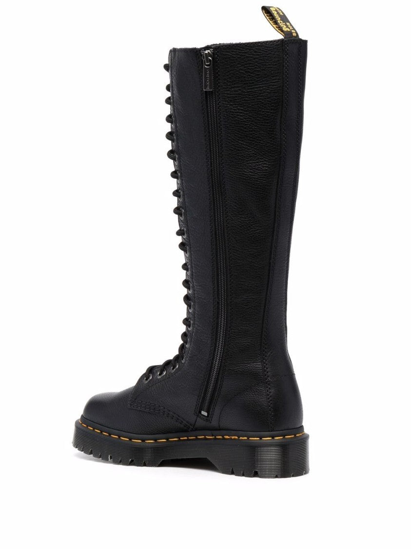 Dr. Martens Tall Black Leather Boots With Lace-Up Design