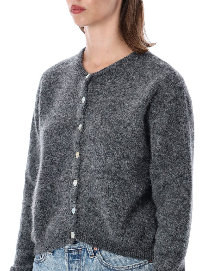 American Vintage Vito Fuzzy Wool-Blend Crewneck Cardigan