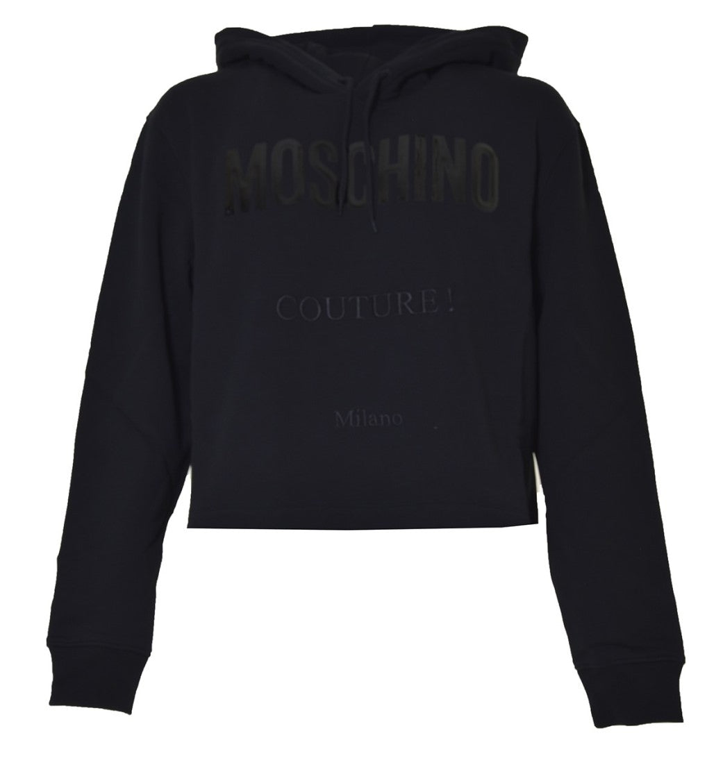 Moschino Black Cotton Hoodie Vinyl Logo