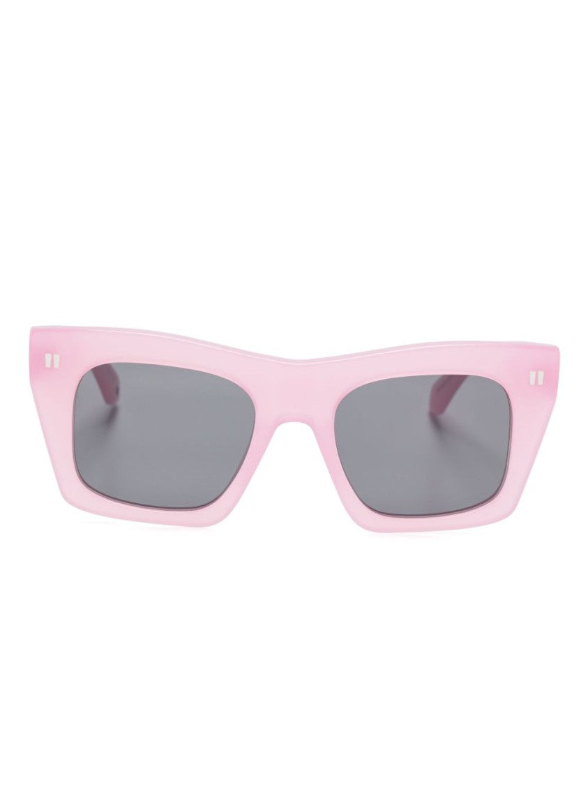Off-White Angular Acetate Sunglasses With Soft Pink Finish