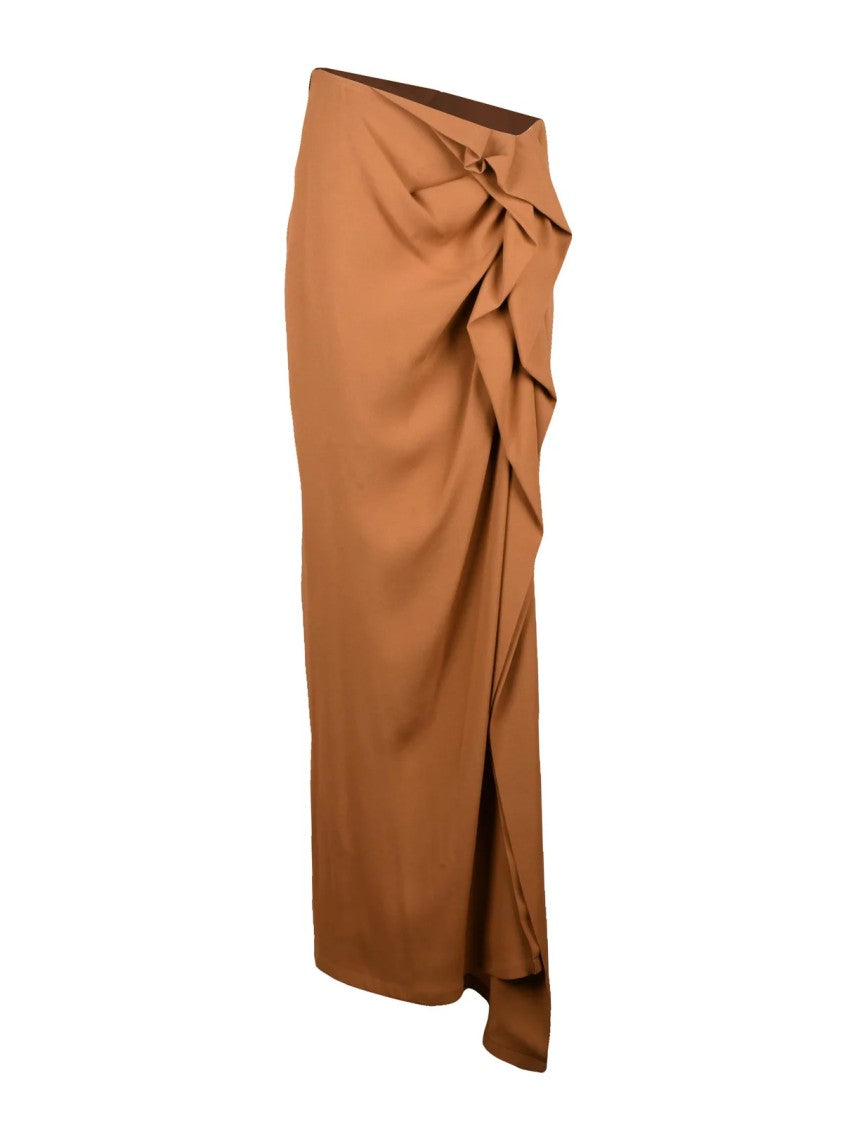 Dries Van Noten Fluid Drape Long Skirt With Side Slit And Ruffled Detail