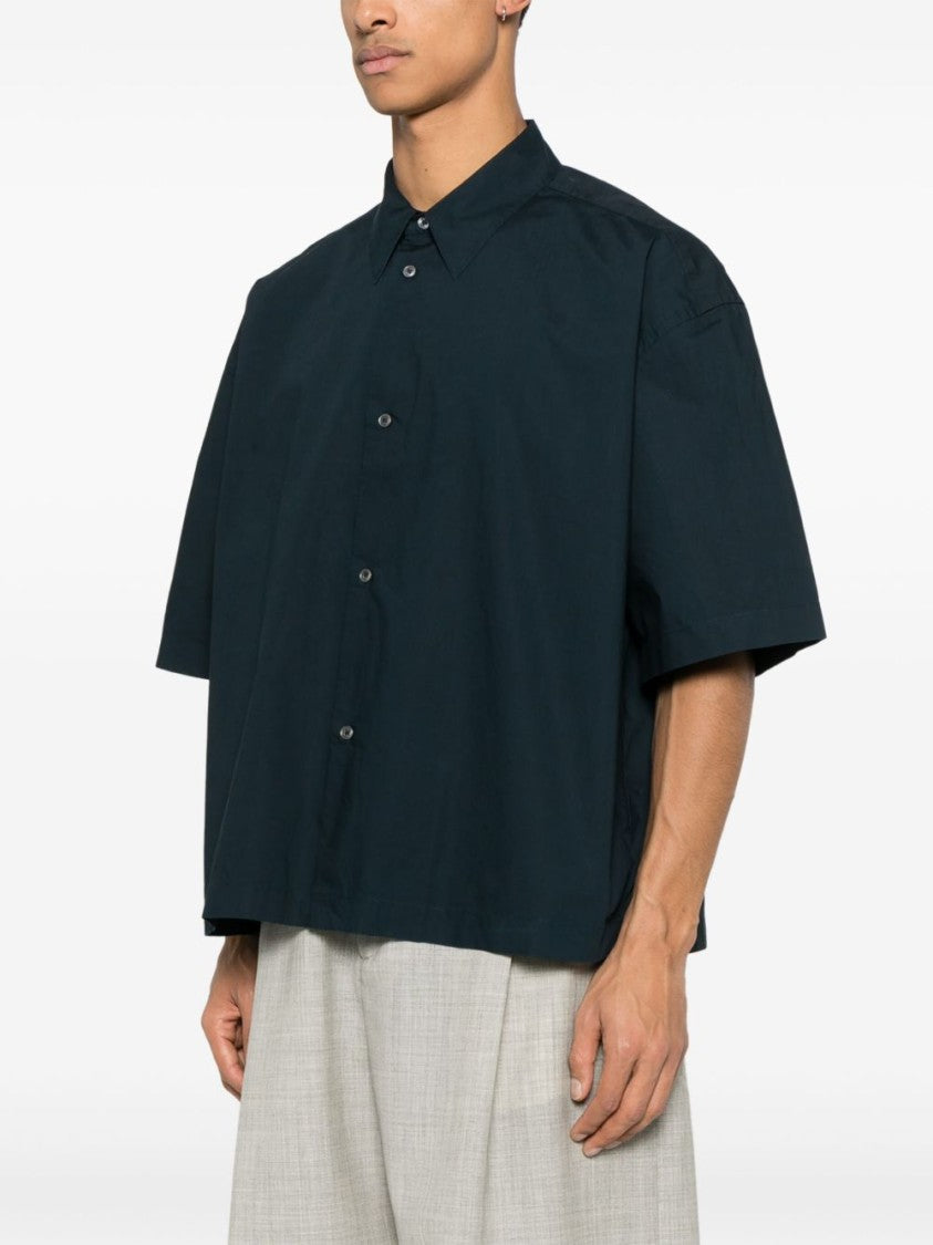Studio Nicholson Relaxed Fit Navy Blue Short Sleeve Shirt