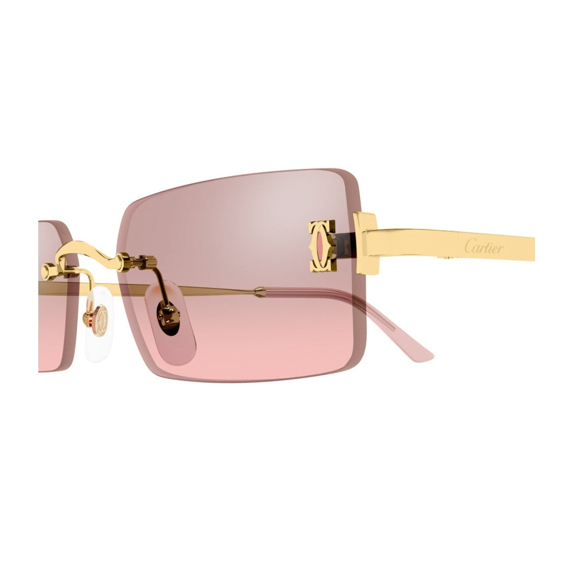 Cartier C De Cartier Rimless Gold Pink Metal Sunglasses