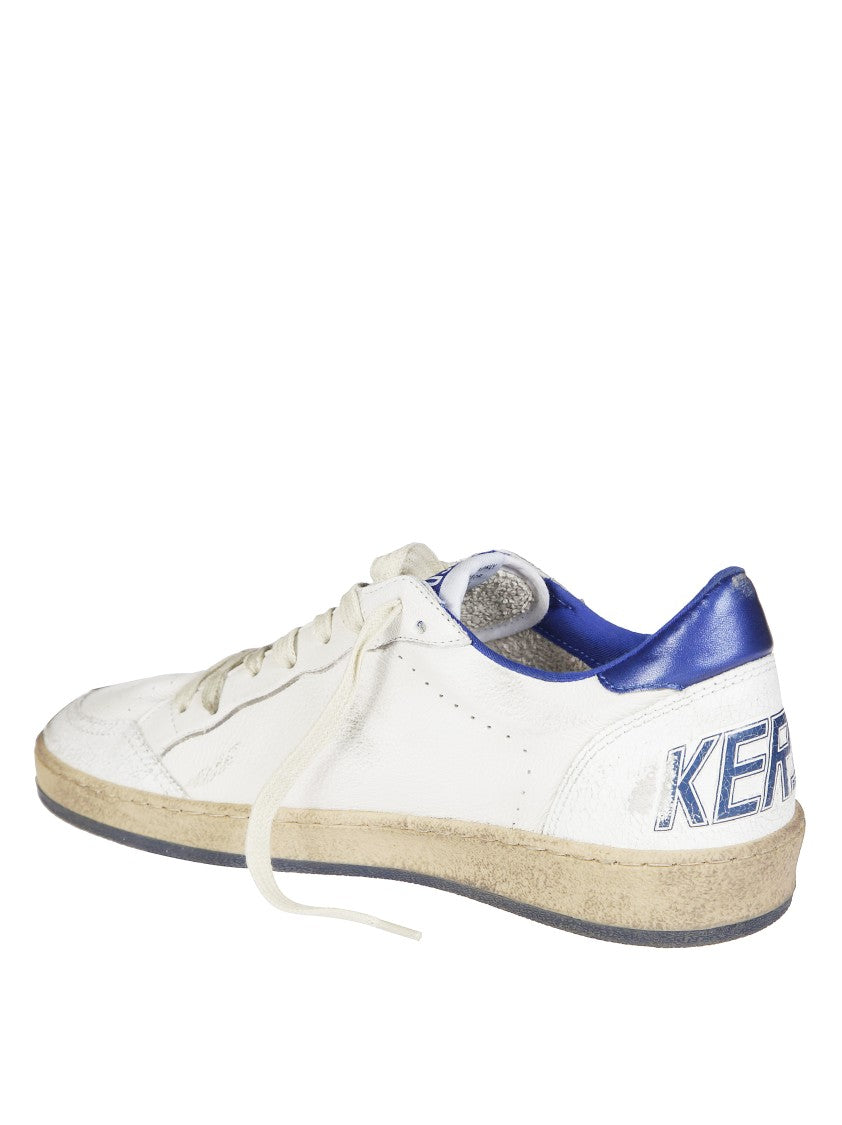 Golden Goose Ballstar Distressed White Leather Low-Top Sneakers
