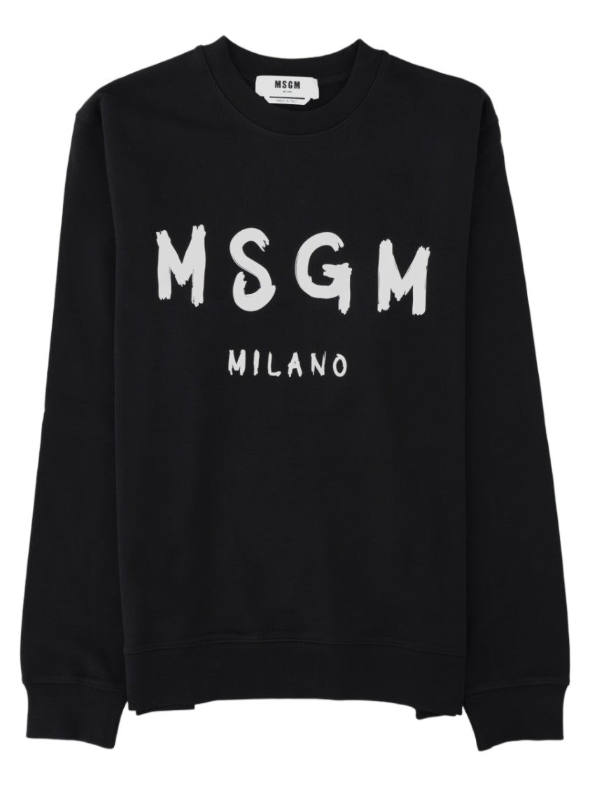 Msgm Black Graphic Logo Cotton Sweatshirt