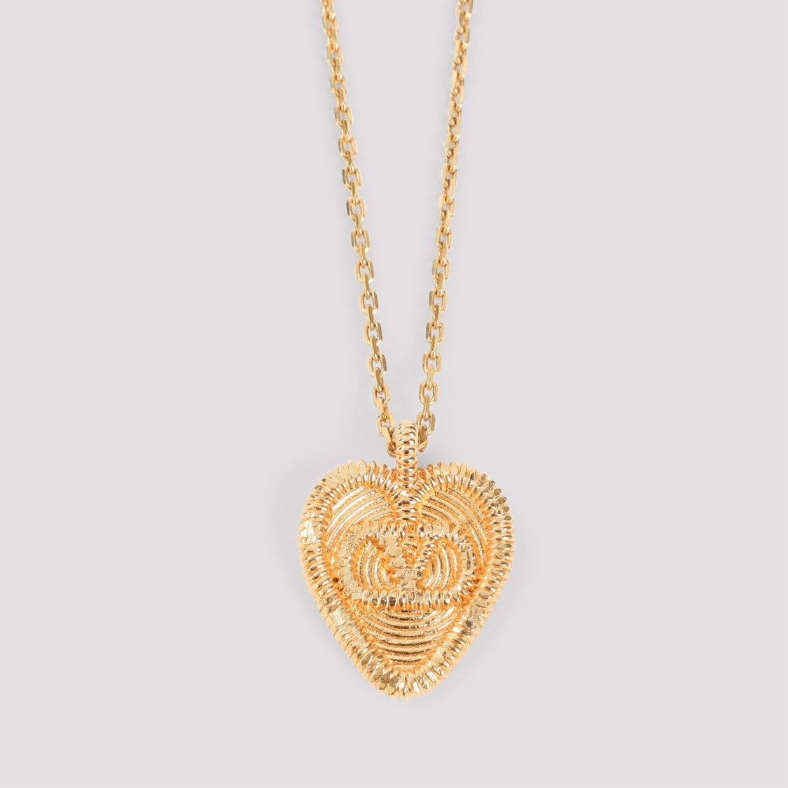 Valentino Heart-Shaped Pendant Necklace With Intricate Metallic Design