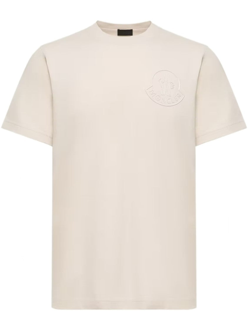 Moncler Minimalist Embossed Logo Short-Sleeve Cotton T-Shirt
