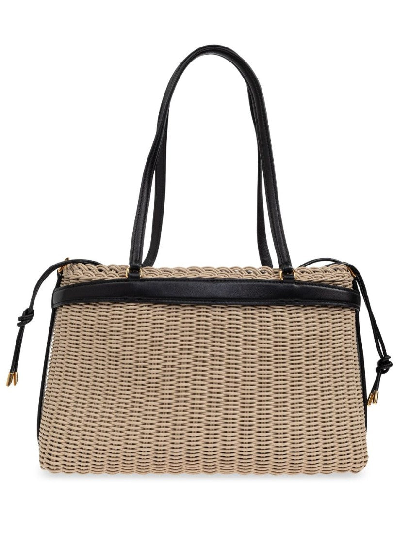 Dolce & Gabbana Woven Structured Handbag With Black Leather Accents