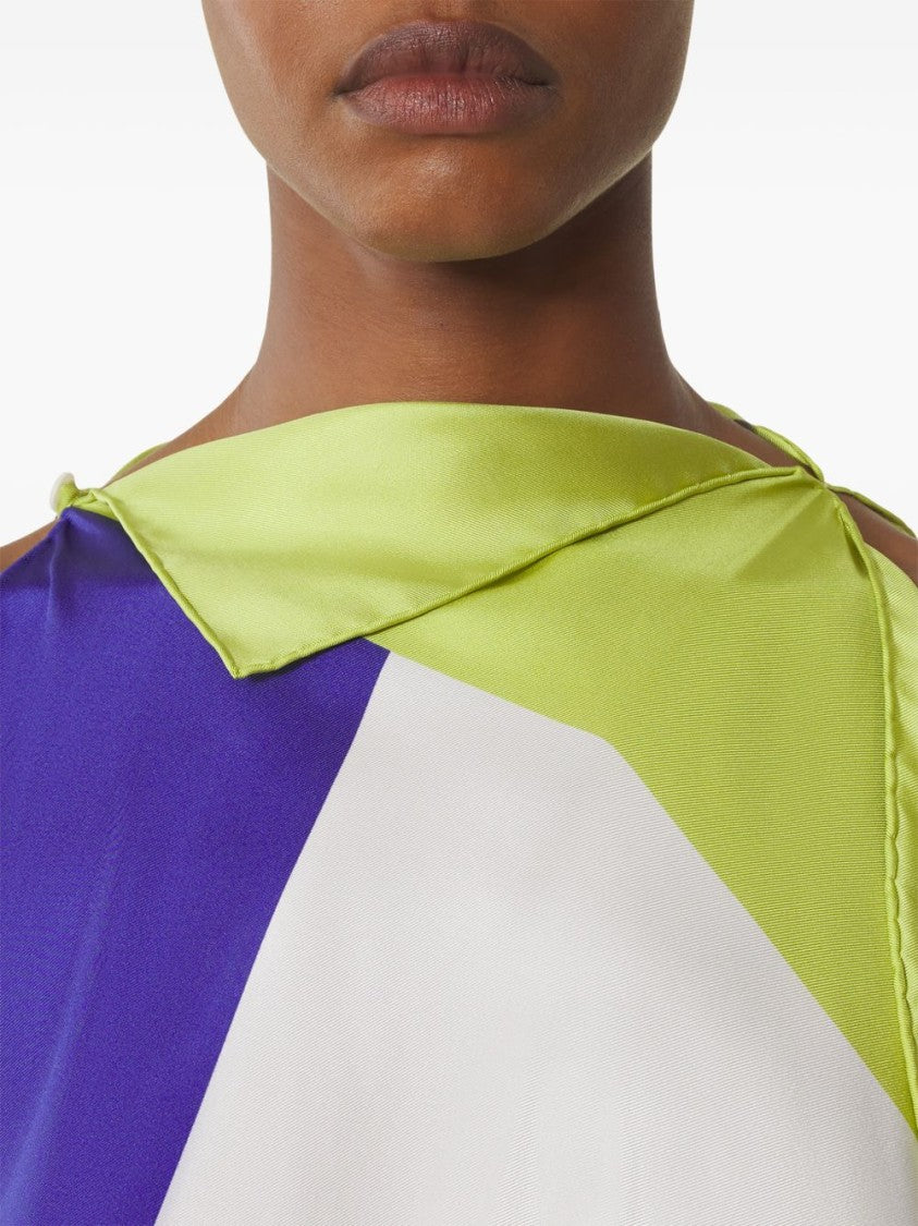 Lanvin Blue Silk And Nylon Lightweight Top