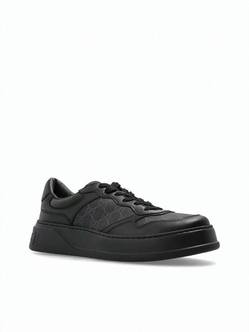 Gucci Low-Top Canvas Sneakers With Leather Overlays