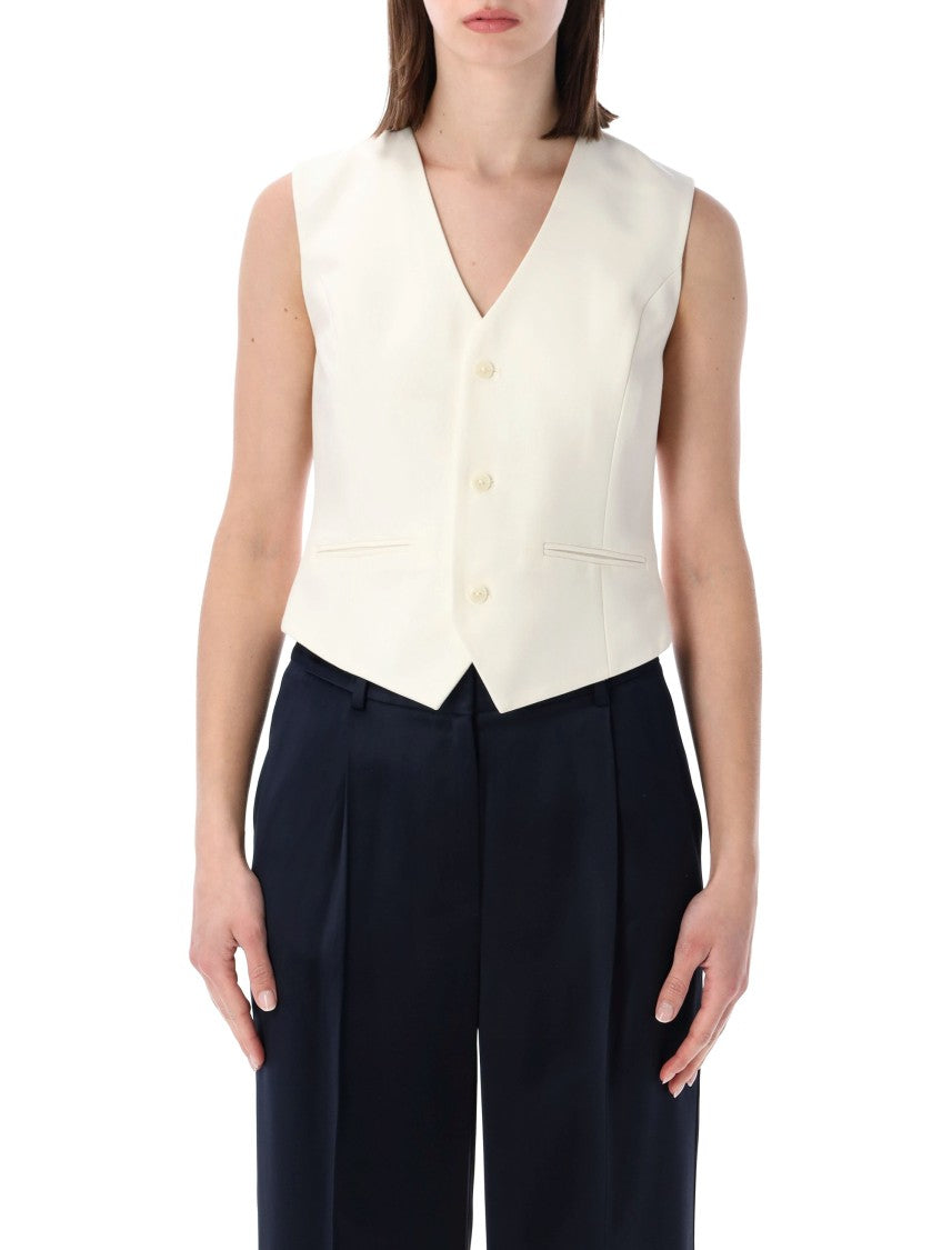 Anine Bing Mario Cropped Tailored V-Neck Vest