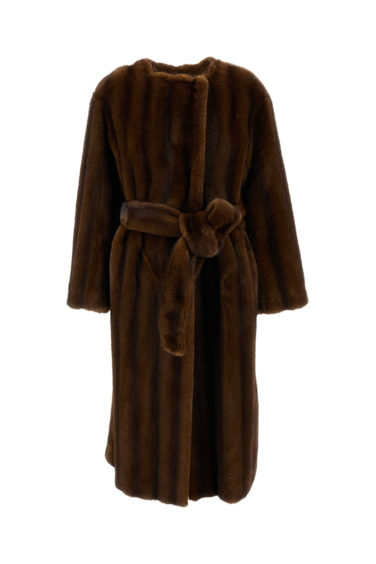 Stand Studio Miranda Coat With Concealed Closure And Self-Tie Belt