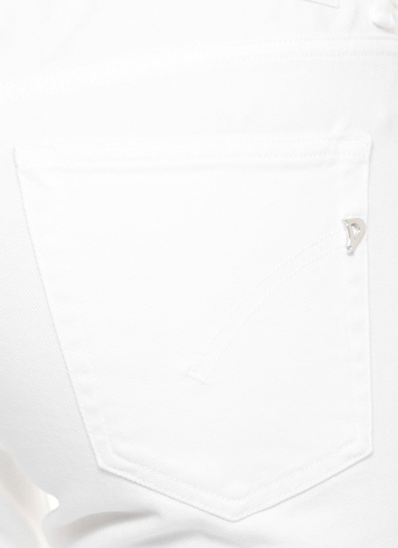 Dondup White Newlola Leather Tab Denim Jeans