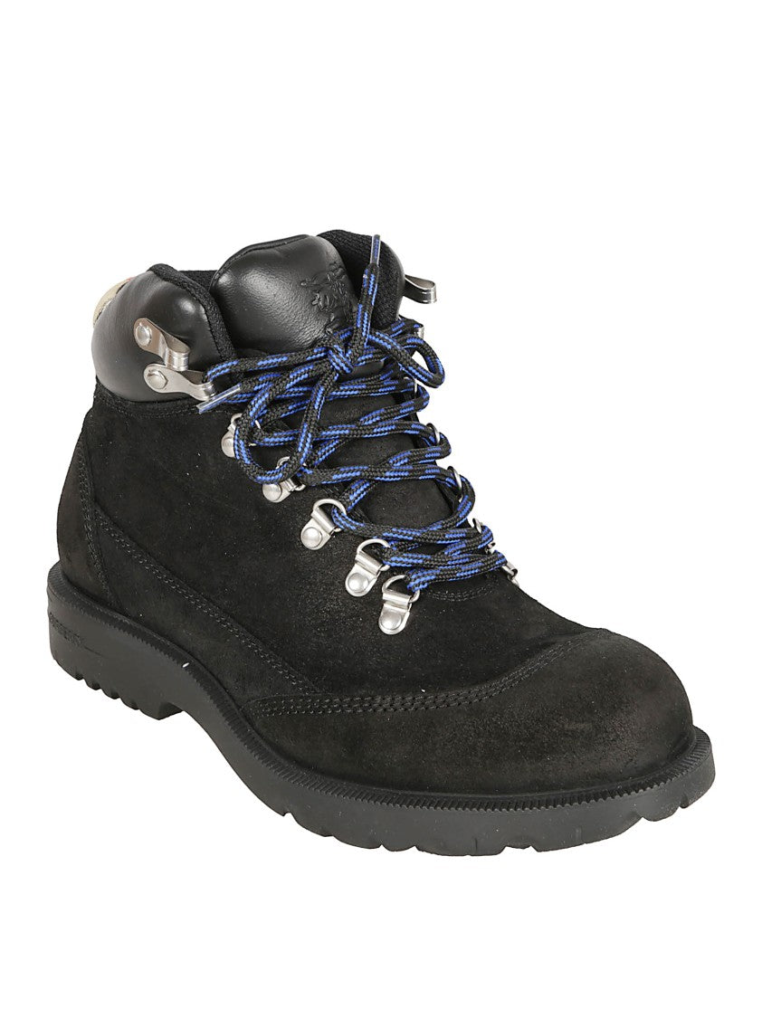 Burberry Suede Ankle Boots With Check Insert