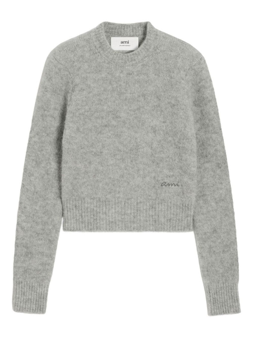 Ami Cropped Sweater With Ribbed Hem
