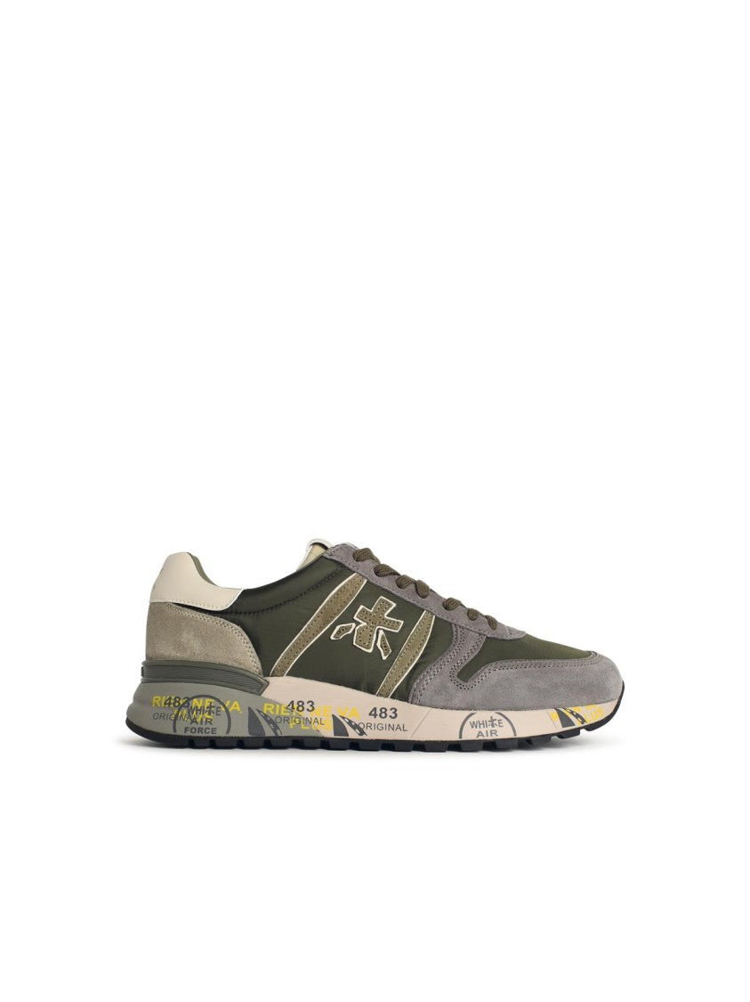 Premiata 'Lander 7706' Army Green Leather Sneakers