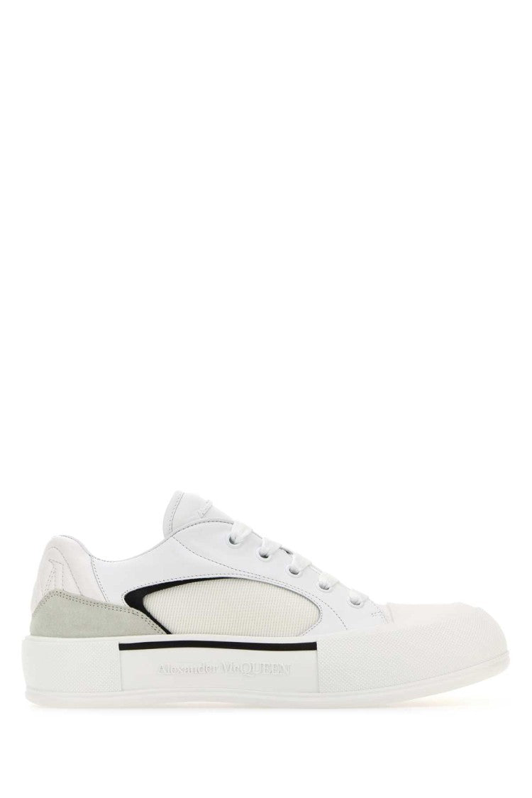 Alexander Mcqueen White Canvas And Leather Plimsoll Sneakers