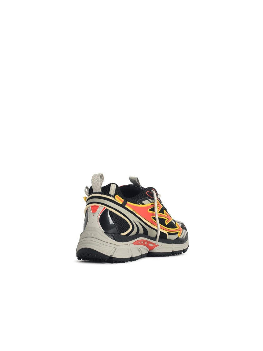 Off-White 'Be Right Back' Black Mesh And Coral Red Sneakers