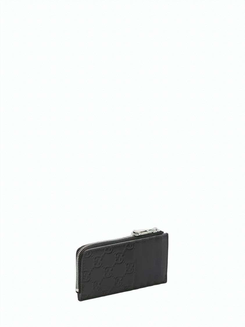 Gucci Textured Leather Cardholder With Zip Closure