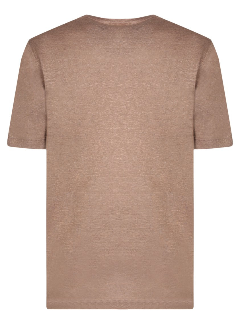 Lardini Linen T-Shirt With Classic Round Neck And Comfortable Fit