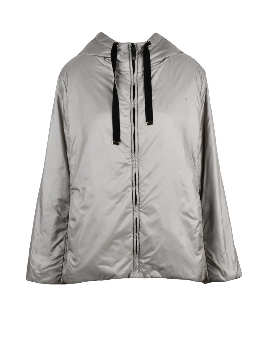 Max Mara Grey Polyester Down Zip Greenh Coat