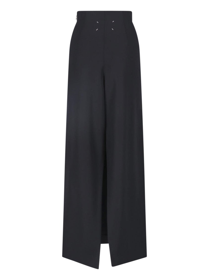 Maison Margiela Black Virgin Wool Split Maxi Skirt