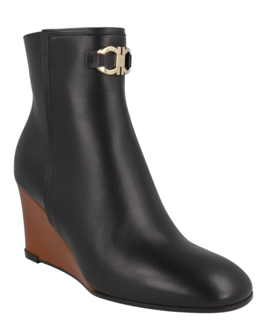Ferragamo Catuja Leather Wedge Booties
