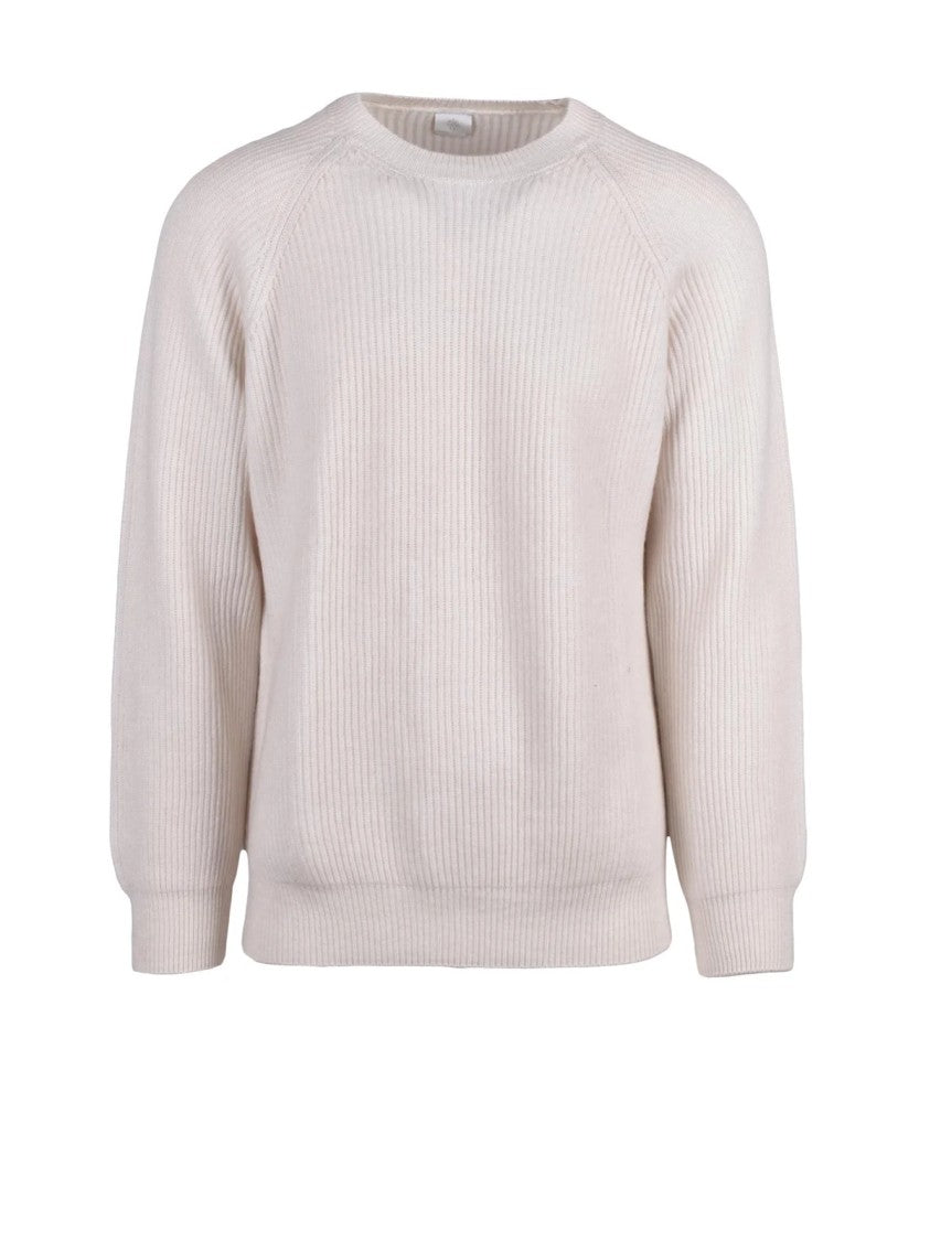 Eleventy Ribbed Cashmere Sweater With Raglan Sleeves And Modern Silhouette
