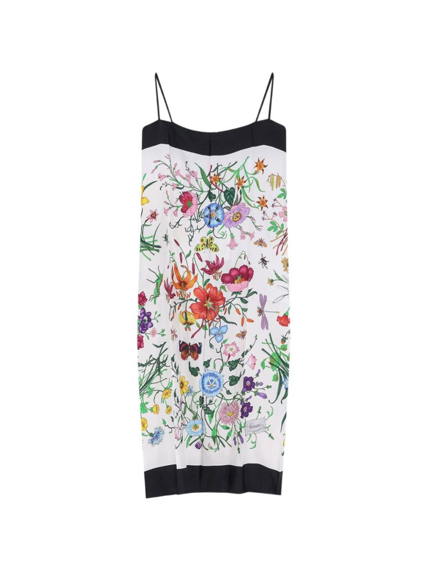 Gucci Floral Printed Paneled Silk Mini Dress