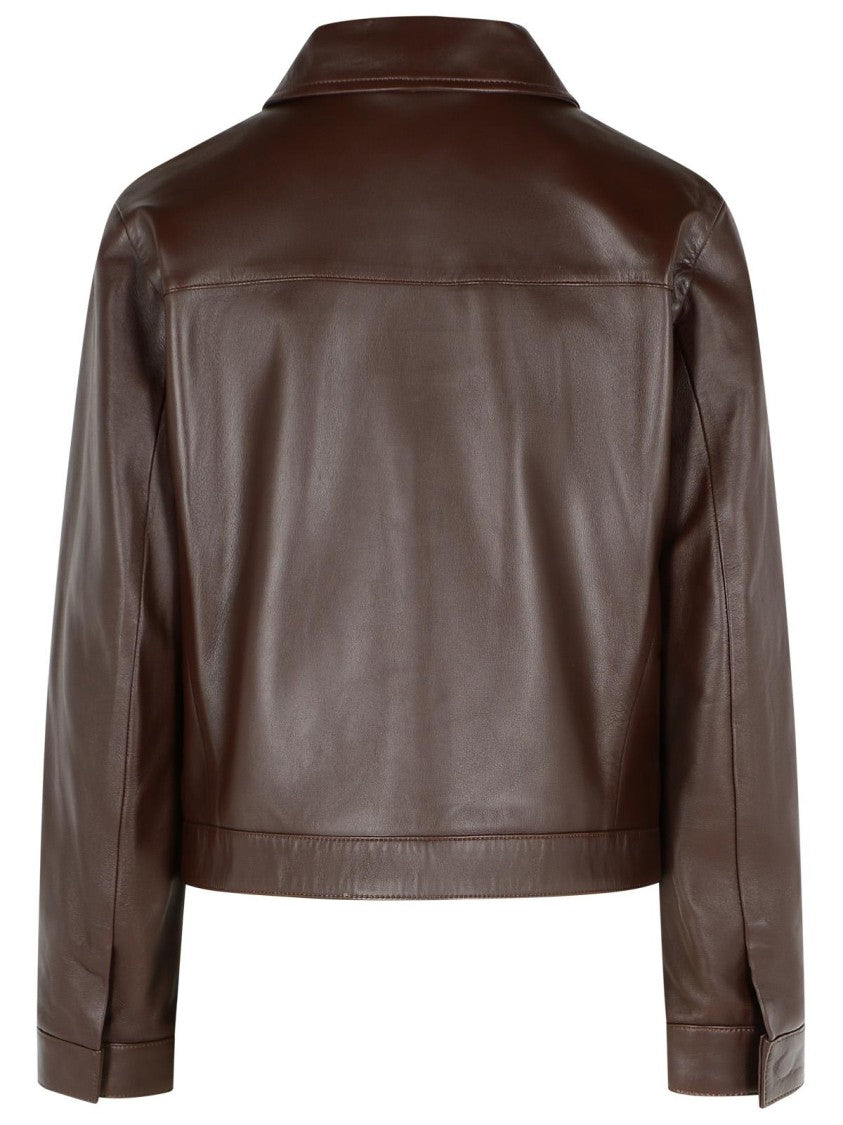 Loulou Studio Ascot' Brown Leather Jacket