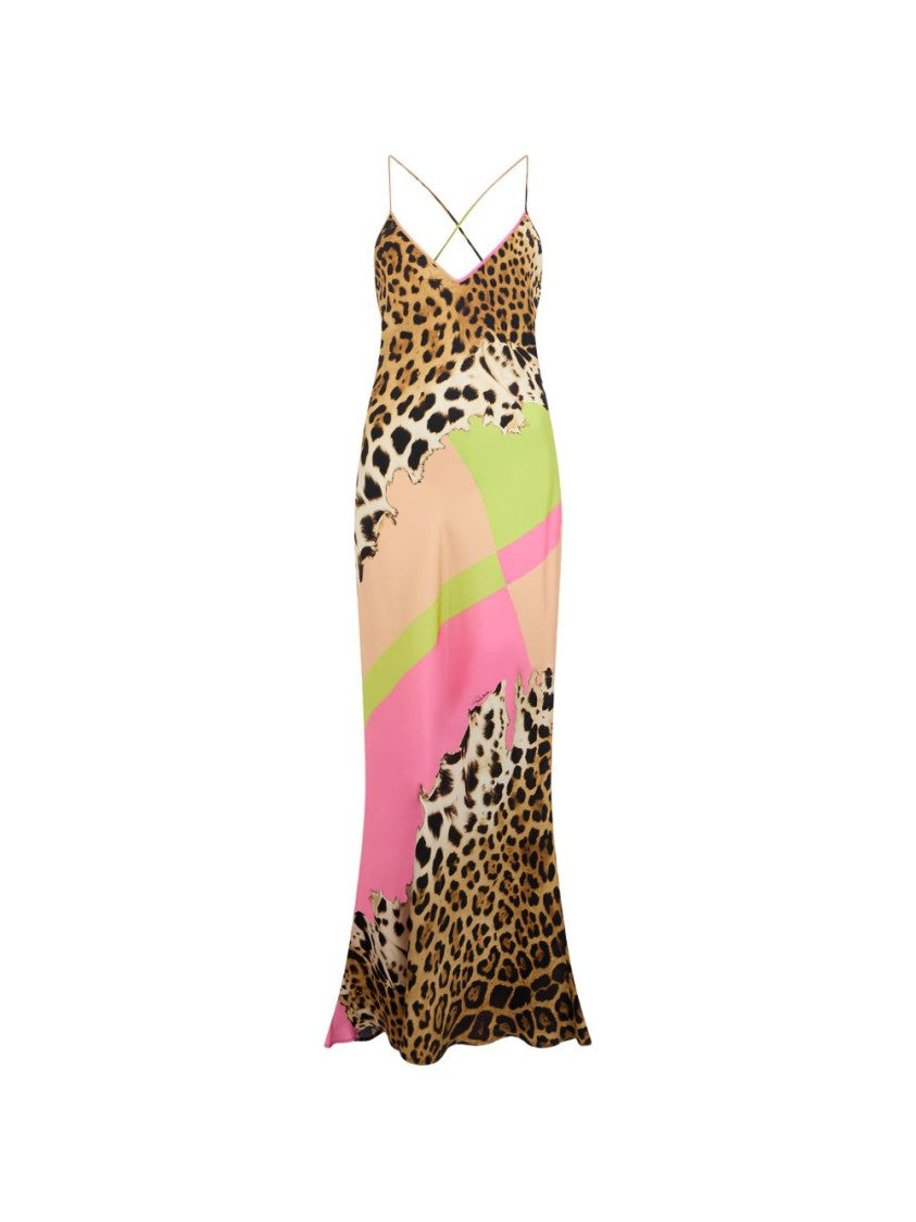 Roberto Cavalli Silk Dress With Crisscross Straps